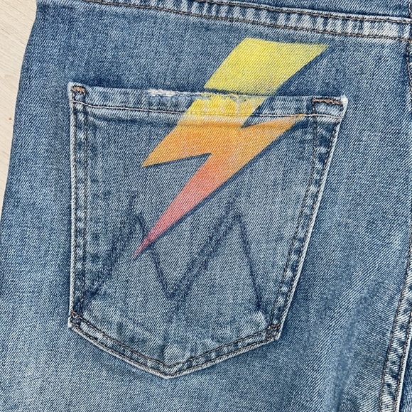 Mother Jeans The Tomcat Ankle Helter Skelter lightening bolt distressed jeans 27 - Picture 12 of 15